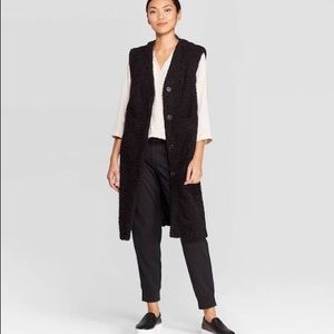 Prologue Long Black Sherpa Vest, Size XS